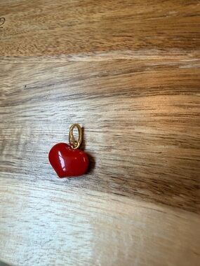 Clare V Red Heart Charm with Gold Loop